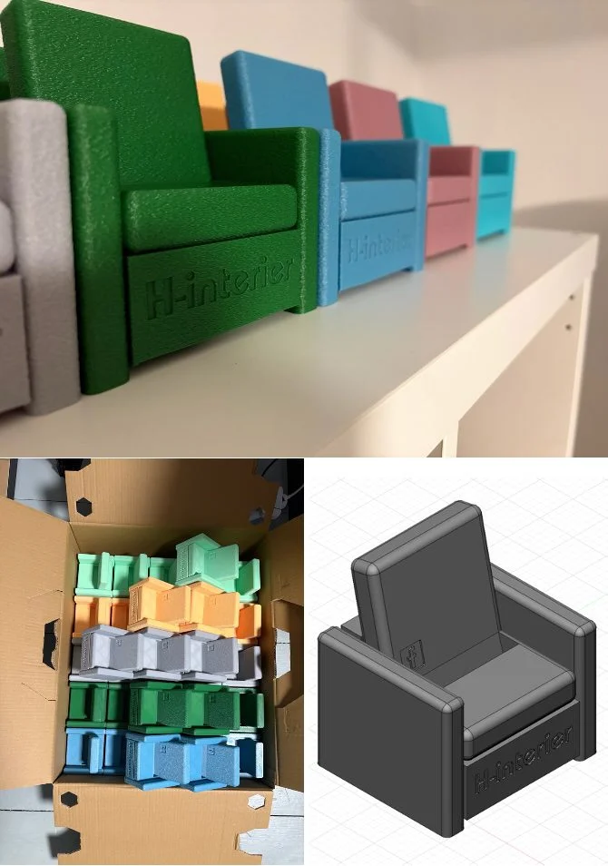 Designové křeslo jako stojánek na mobil